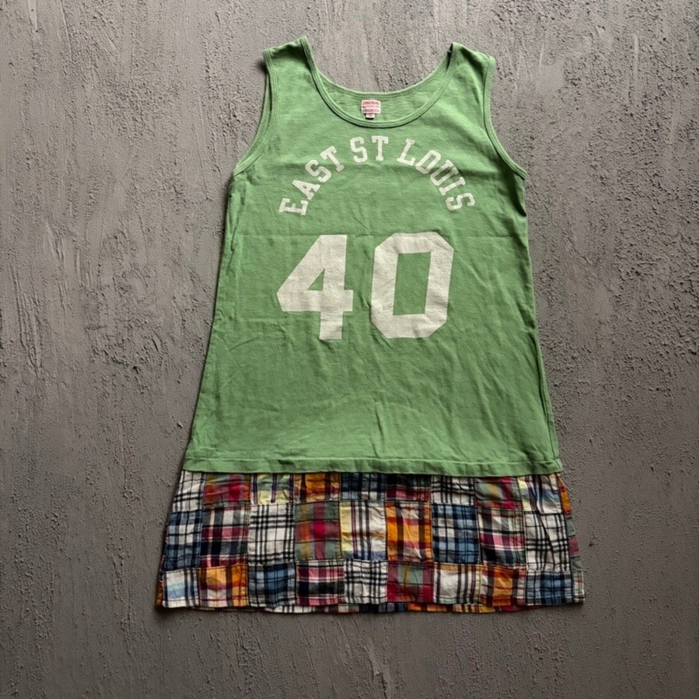 Denim & Dungaree Tank Top 16 Green East St Louis Patchwork Hem Women's Japan